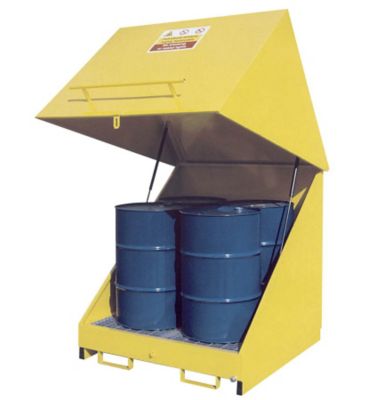 Steel 4-Drum Storage Unit With Lift-Up Lid