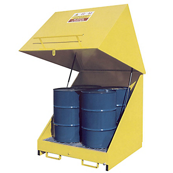 Steel 4-Drum Storage Unit With Lift-Up Lid