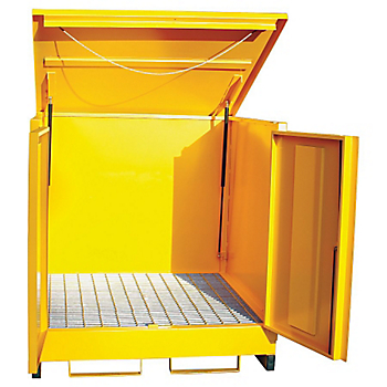 Steel 4-Drum Storage Unit With Lift-Up Lid & 2 Lockable Doors