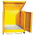 Steel 4-Drum Storage Unit With Lift-Up Lid & 2 Lockable Doors