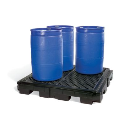 PIG® Heavy-Duty 4-Drum Poly Spill Containment Pallet