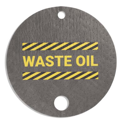 PIG ® Absorbent Barrel Top Safety Message Mat with Poly Backing - Waste Oil