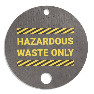 PIG® Absorbent Barrel Top Safety Message Mat with Poly Backing - Haz Waste